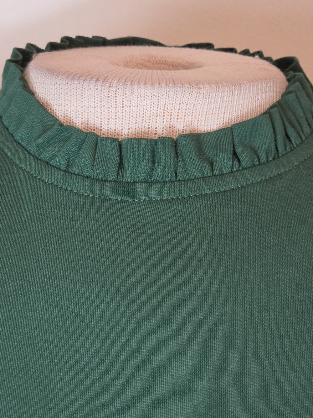 Boden Ruffle Long Sleeve Top Size 0 NWT Emerald Green Jersey Minimalist Frill - Picture 2 of 13